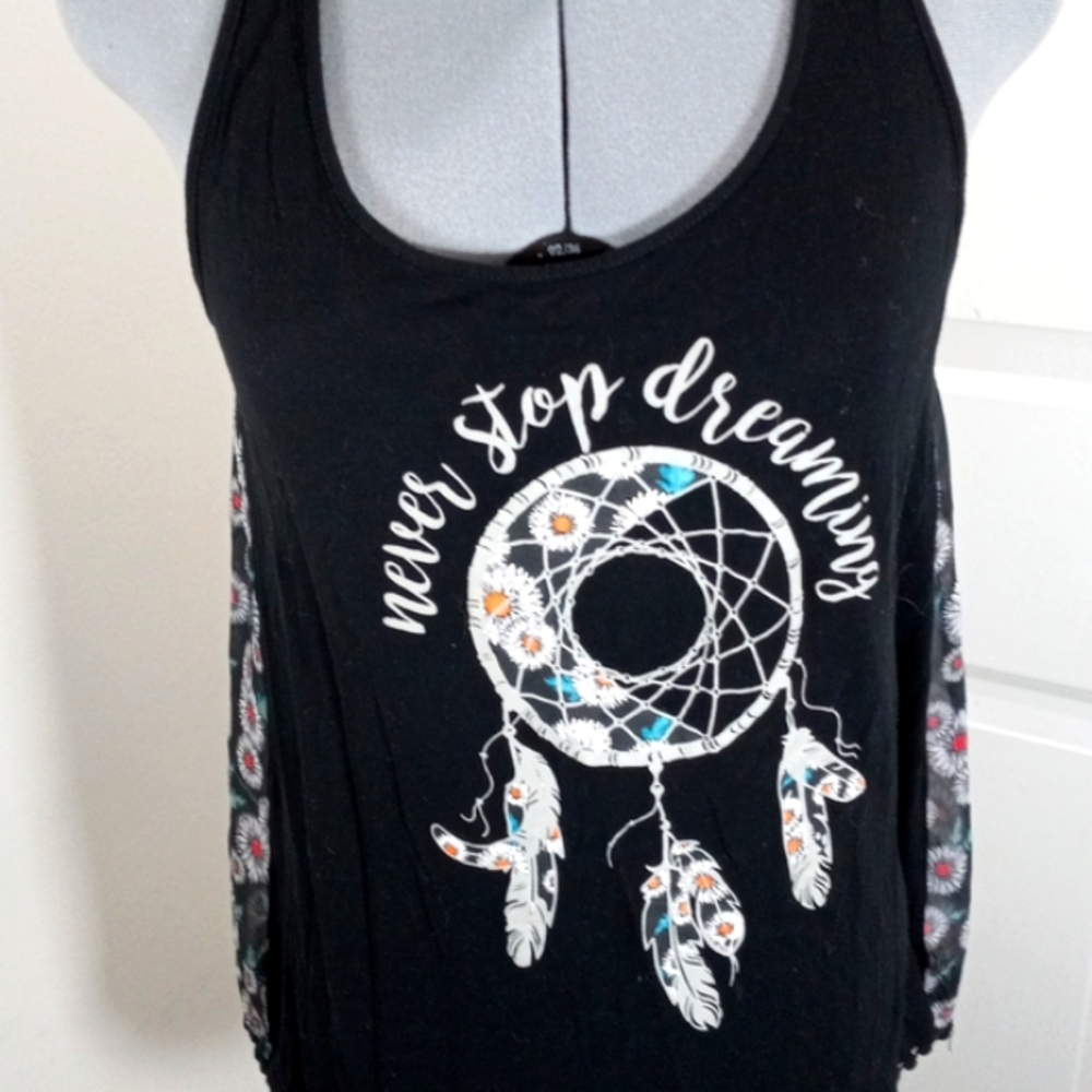 Freeze (Never Stop Dreaming) Women's Sz L Dream catcher Tank W/ Sunflowers